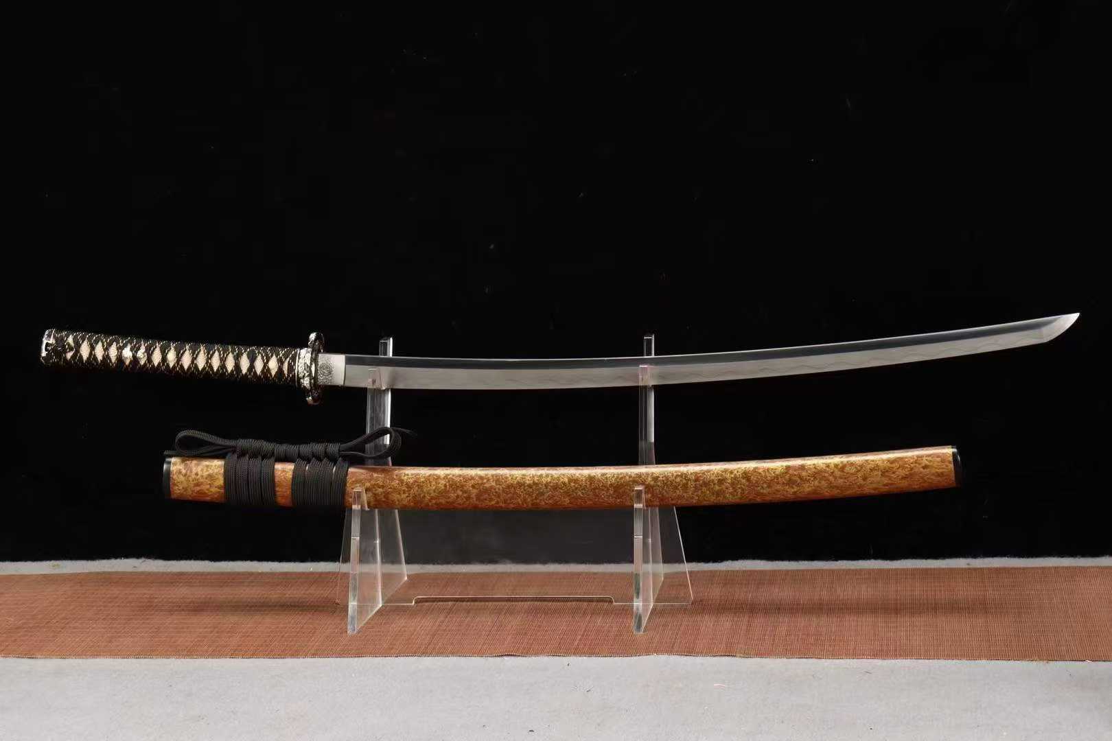 Kiếm Nhật Ngân Đường Lang – T10 Tôi Cháy, Vân Sóng Lớn, Mạ Bạc Sang Trọng, Rèn Tay Long Tuyền